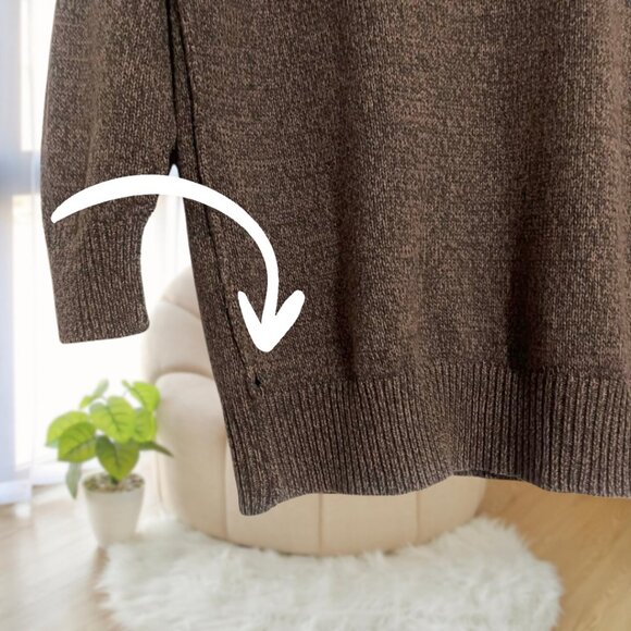 BCBGeneration Brown Tan Ribbed V-Neck Sweater, Exposed Seams, Size XXS - Cotton - Picture 10 of 16